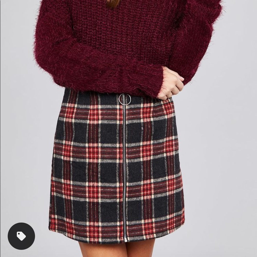 Active USA 🍁 Plaid Skirt (Sweater Fall Zipper)